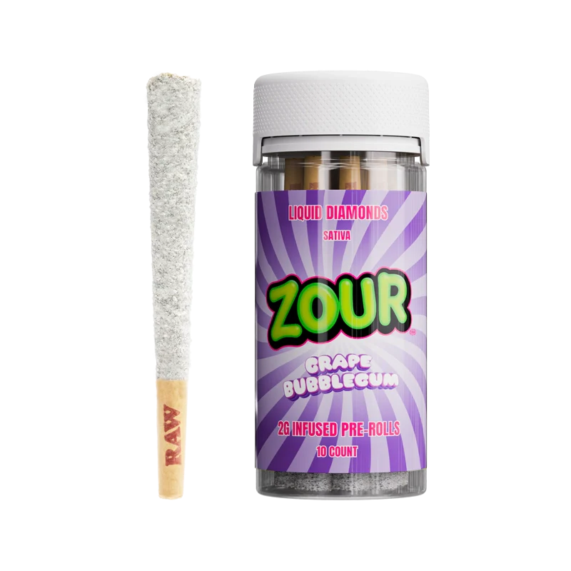 10CT ZOUR STASH GRAPE BUBBLEGUM 2G PREROLLS