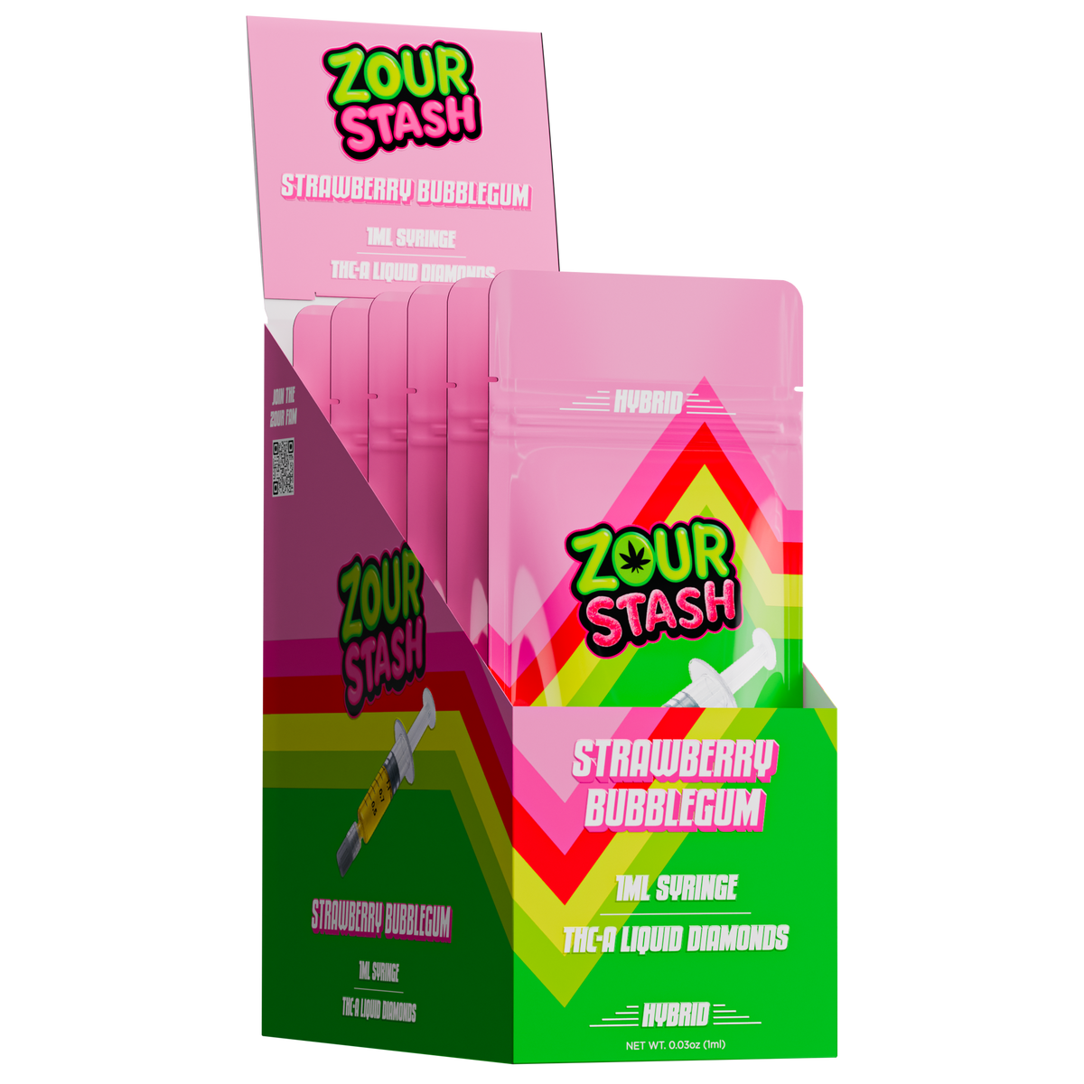 :::NEW::: Zour Stash 1ML Strawberry Bubblegum THCA Syringe