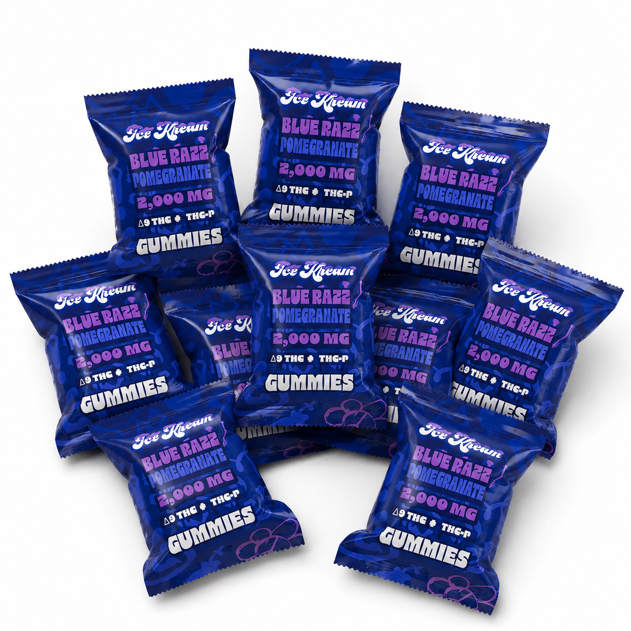 Ice Kream Blue Razz Pomegranate Single 2000mg Gummy 10ct