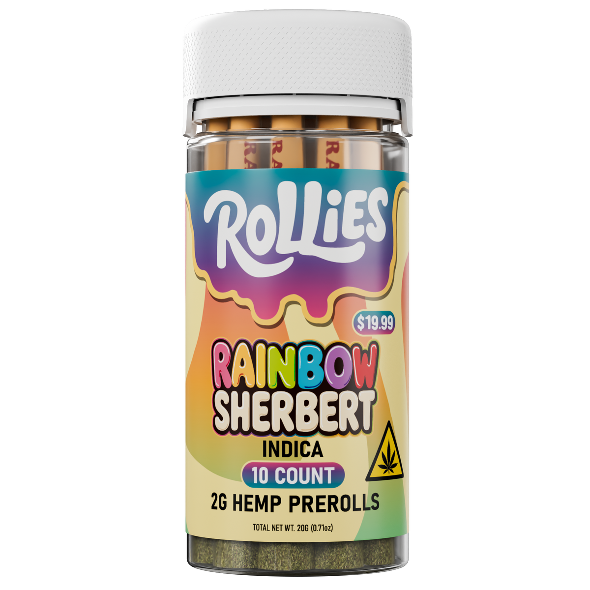 10CT ROLLIES RAINBOW SHERBERT HEMP 2G PRE-ROLLS
