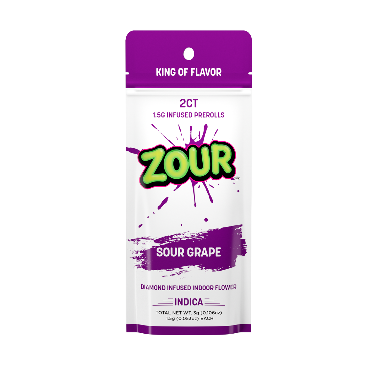 Tx 2CT SOUR GRAPE DIAMOND INFUSED PREROLLS