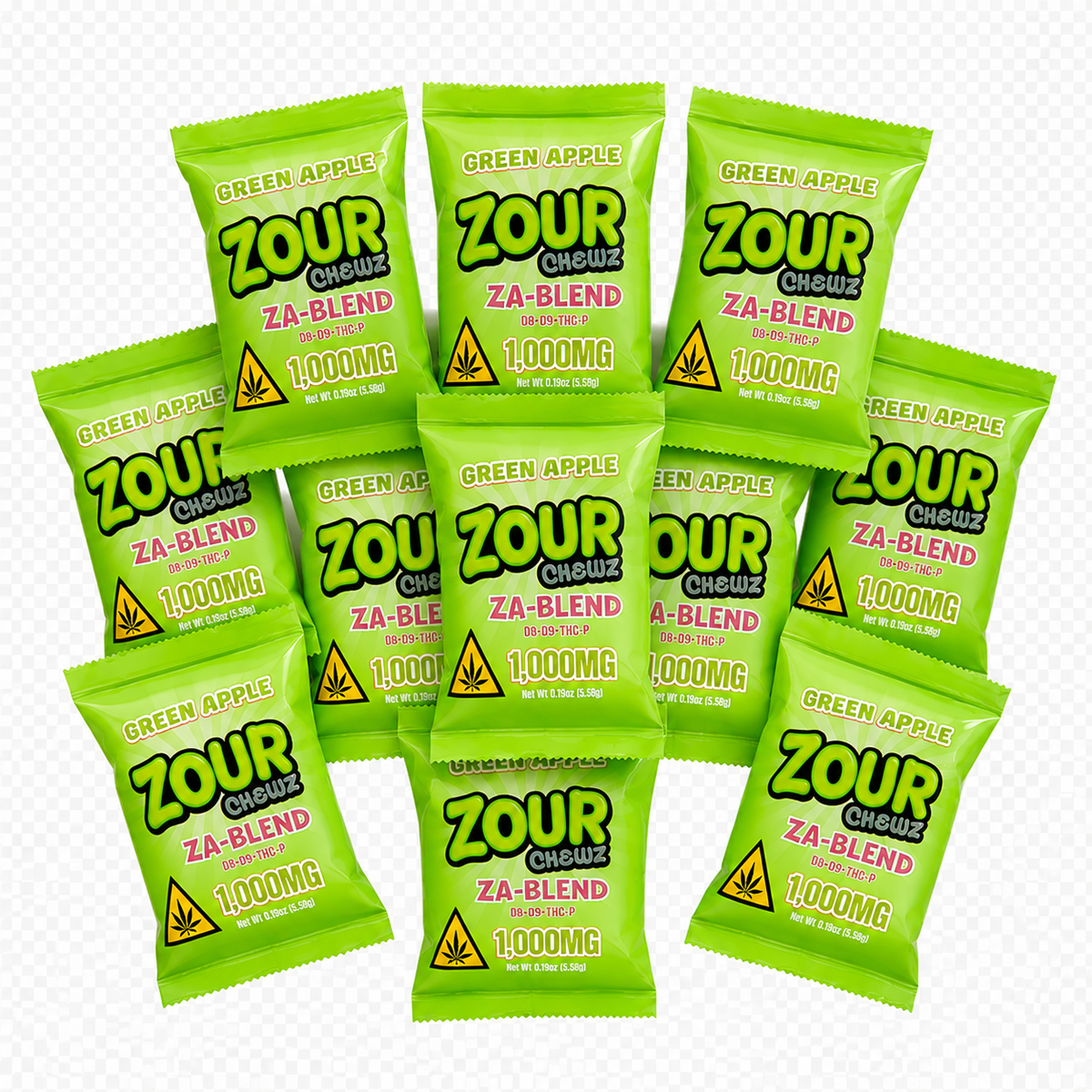 Zour Chewz Green Apple 1000mg Edible 10ct