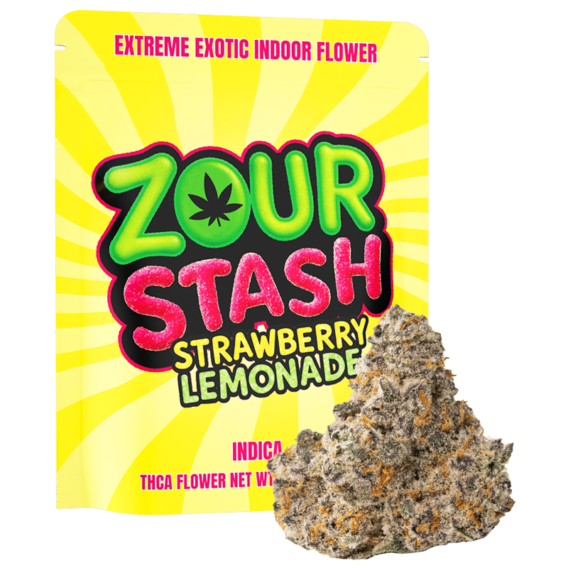 Zour Stash Strawberry Lemonade THCa Flower 3.5g Mylar Bag