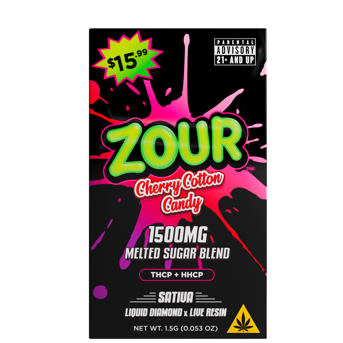 Zour Stash Cherry Cotton Candy 1.5ML THCP Vape Box