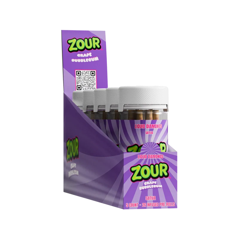 10CT ZOUR STASH GRAPE BUBBLEGUM 2G PREROLLS