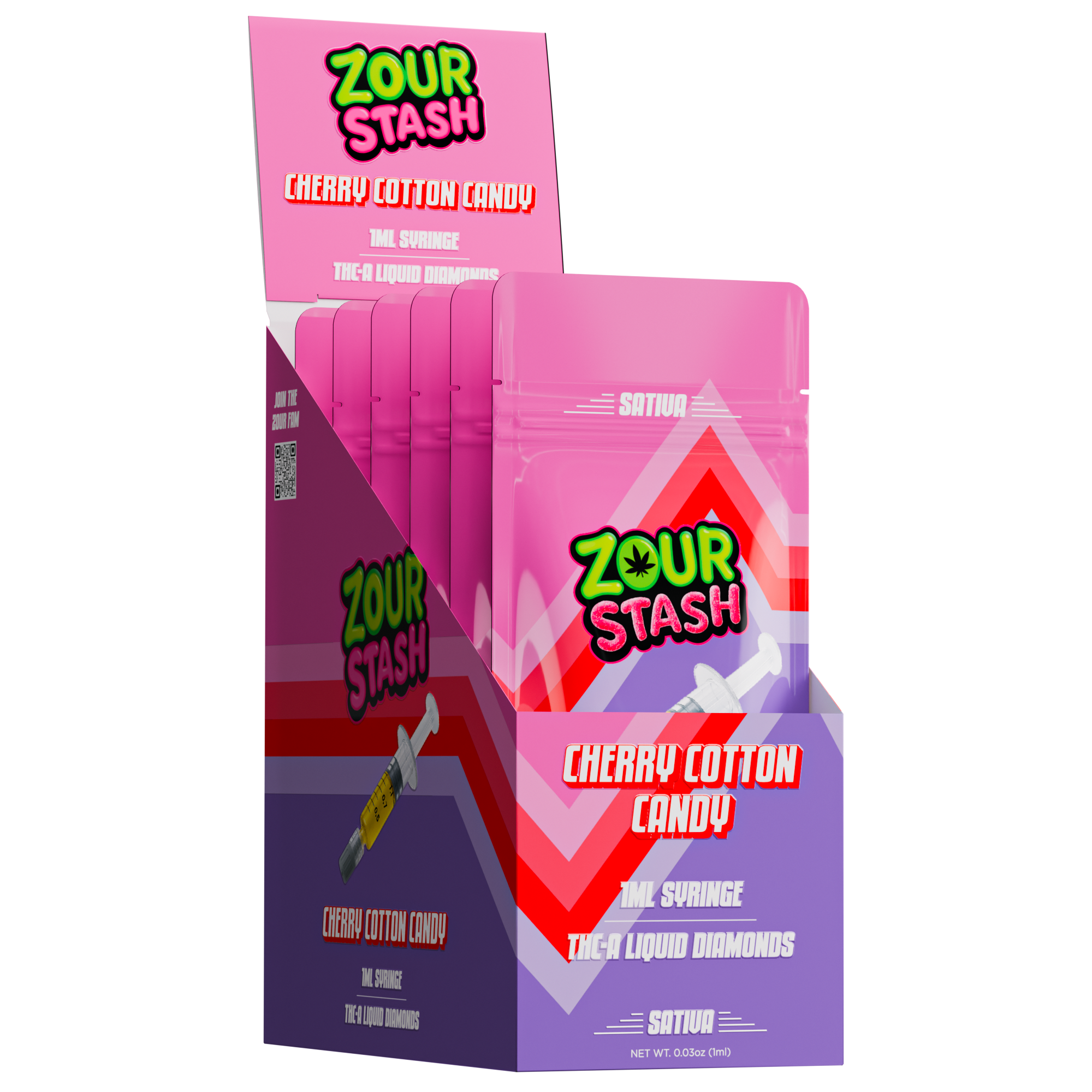:::NEW::: Zour Stash 1ML Cherry Cotton Candy THCA Syringe