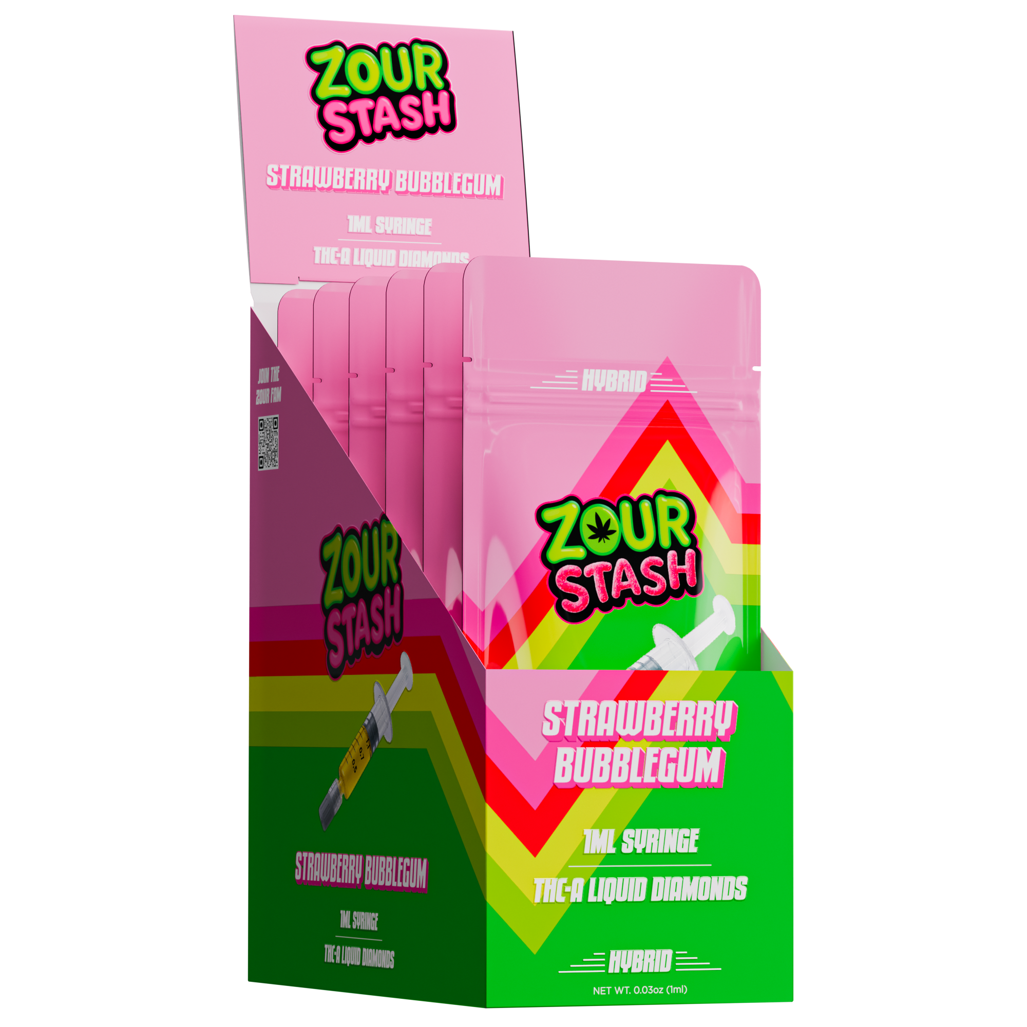 :::NEW::: Zour Stash 1ML Strawberry Bubblegum THCA Syringe