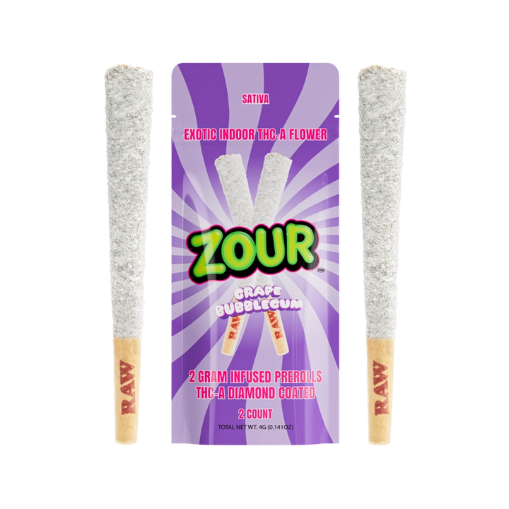 2CT GRAPE BUBBLEGUM COATED PREROLLS