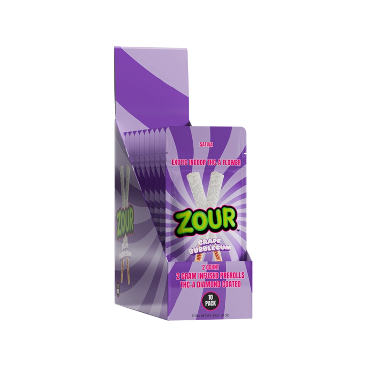 2CT GRAPE BUBBLEGUM COATED PREROLLS