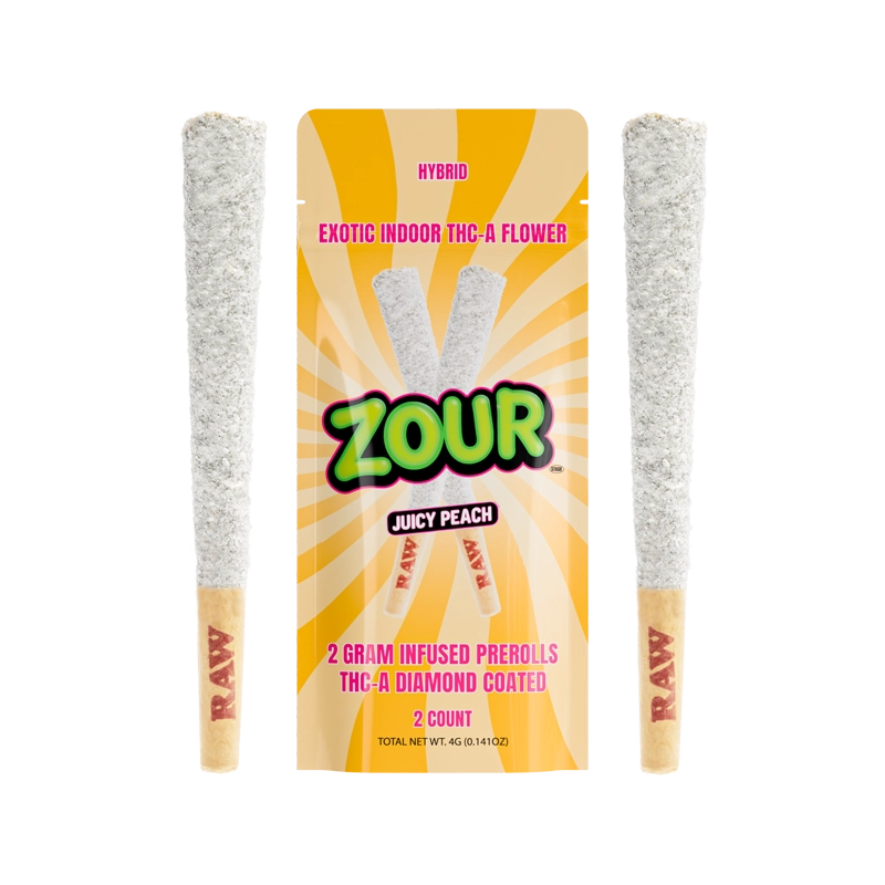 2CT JUICY PEACH COATED PREROLLS