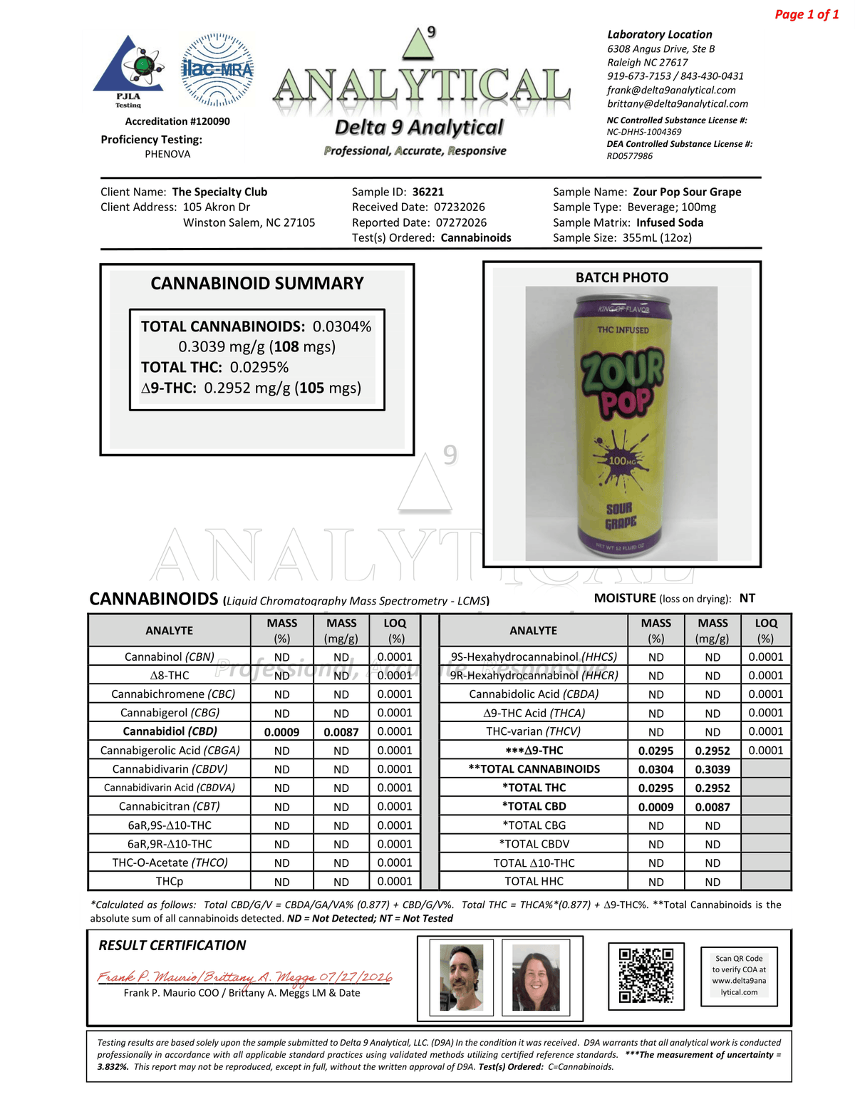 4pk Zour Pop Sour Grape 100mg THC Drinks