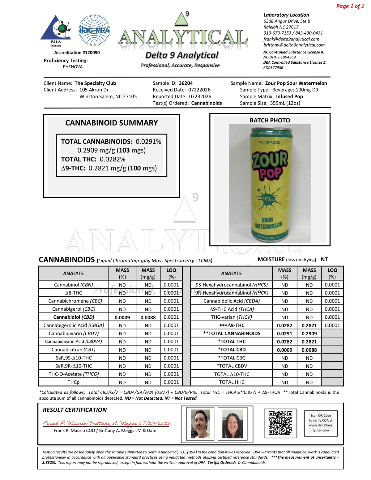 4pk Zour Pop Sour Watermelon 100mg THC Drinks