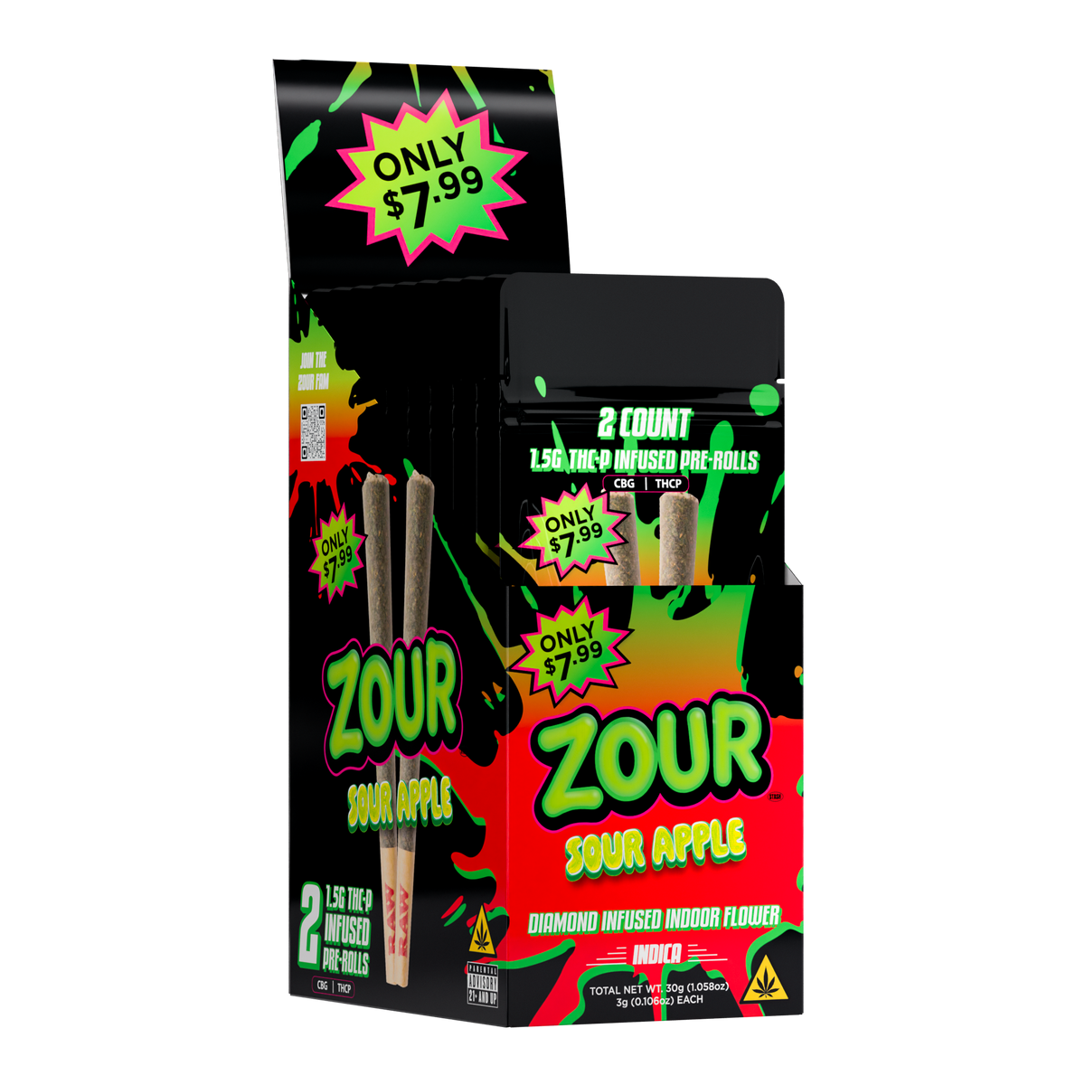 2CT THCP SOUR APPLE PREROLLS