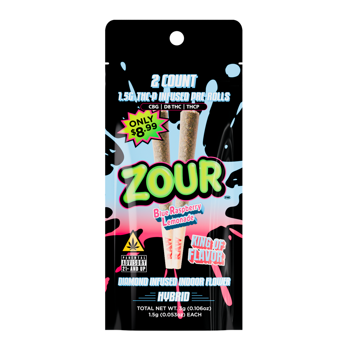 2CT THCP BLUE RASPBERRY LEMONADE PREROLLS