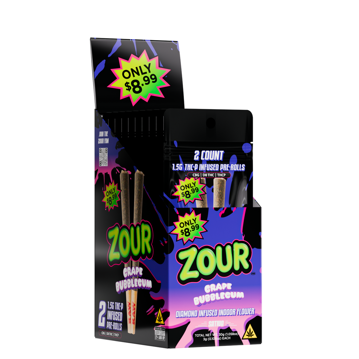 2CT THCP GRAPE BUBBLEGUM PREROLLS
