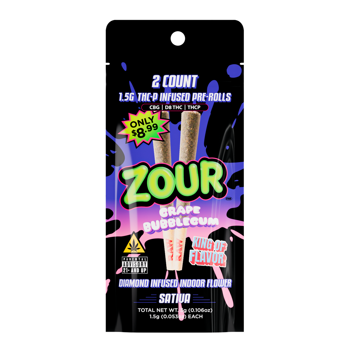 2CT THCP GRAPE BUBBLEGUM PREROLLS