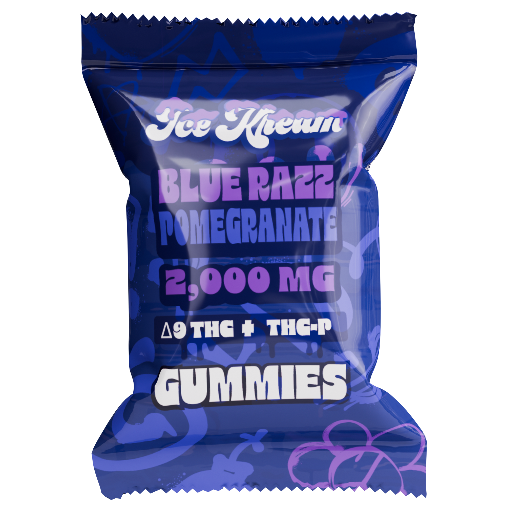 Ice Kream Blue Razz Pomegranate Single 2000mg Gummy