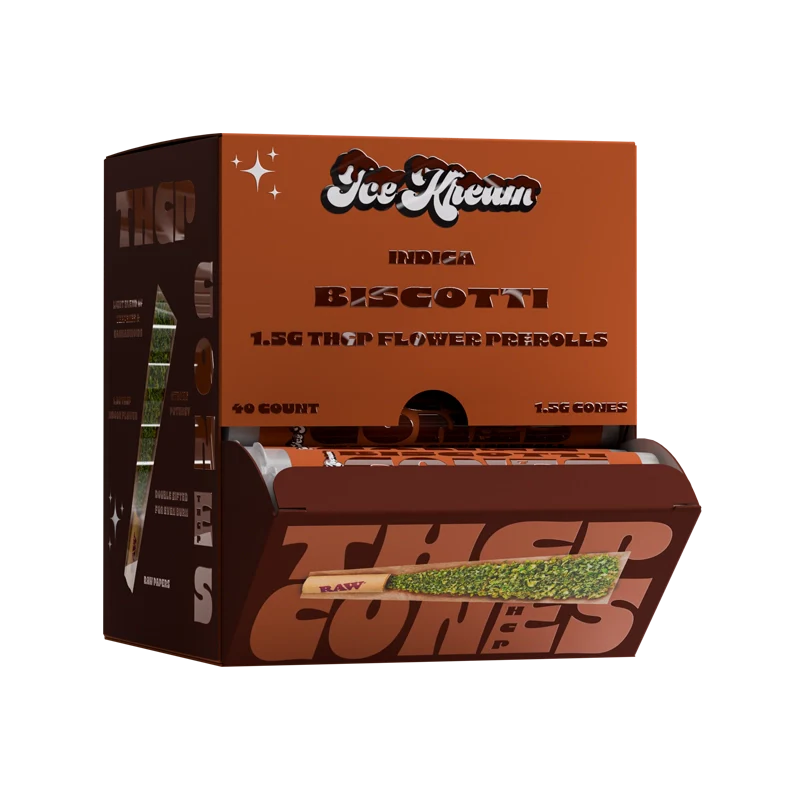 Ice Kream Biscotti THCP Cones Display box with tubes coming out from the inside