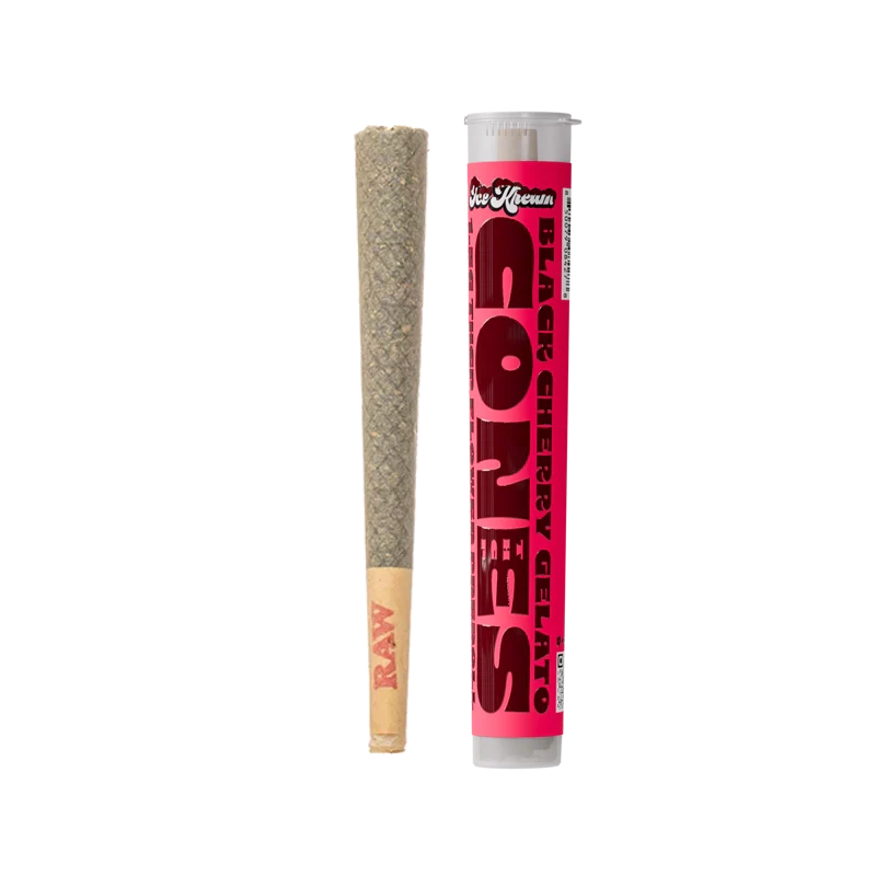 Ice Kream Black Cherry Gelato THCP Cones Pre-Roll next to a labeled tube