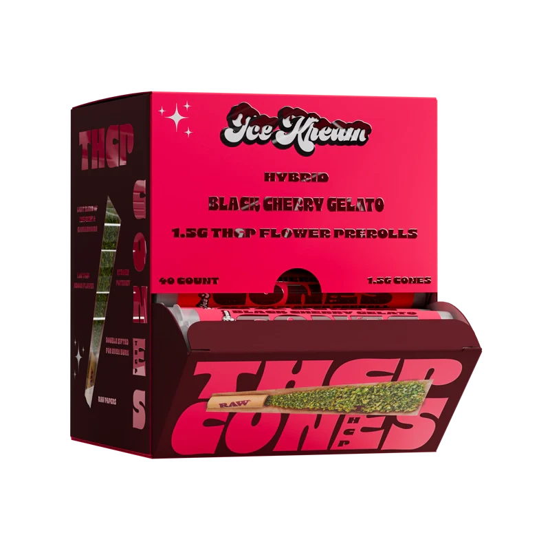 Ice Kream Black Cherry Gelato THCP Cones Display Box with tubes coming out from the inside