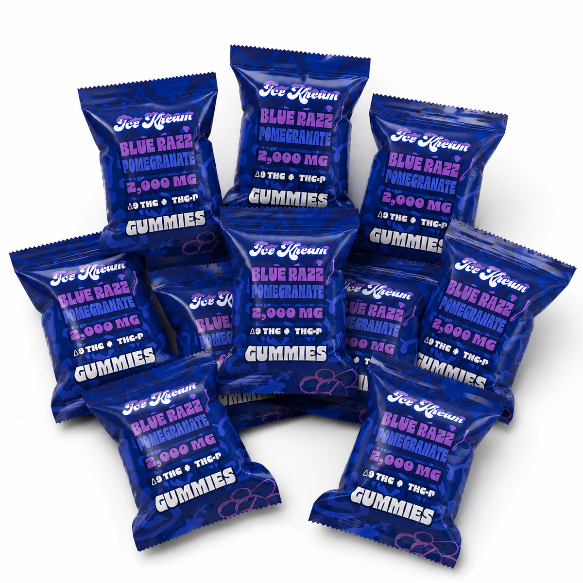 Ice Kream Blue Razz Pomegranate Single 2000mg Gummy 10ct