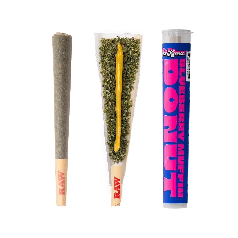 Ice Kream Blueberry Muffin Donuts PreRoll With Open PreRoll and stickered tube