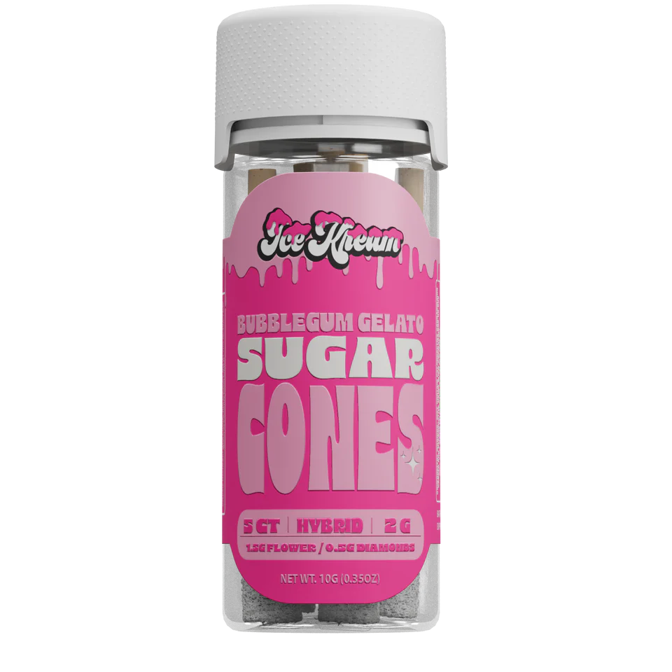 Ice Kream Bubblegum Gelato THCA Sugar Cones Container