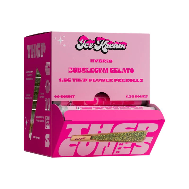 Ice Kream Bubblegum Gelato THCP Cones Display Box with tubes coming out from the inside