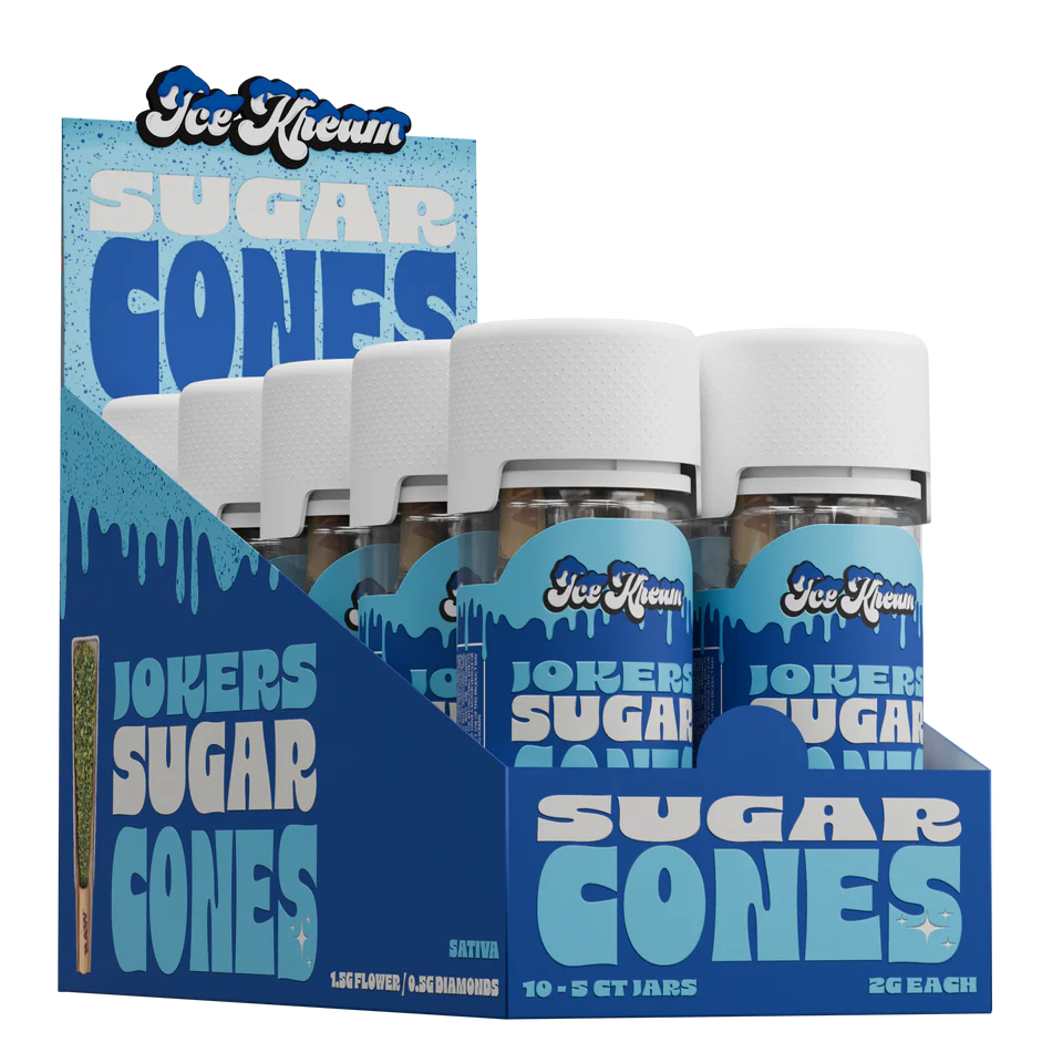 Ice Kream Jokers THCA Sugar Cones Display Box with 10 jars inside
