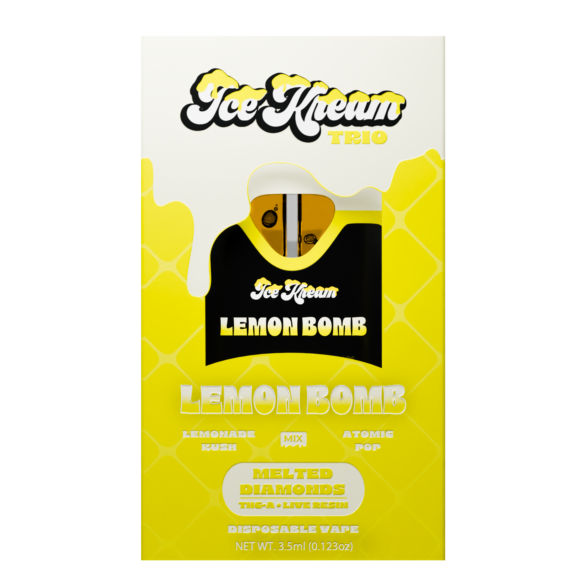 Ice Kream Lemon Bomb 3.5ML THCA Trio Device Box