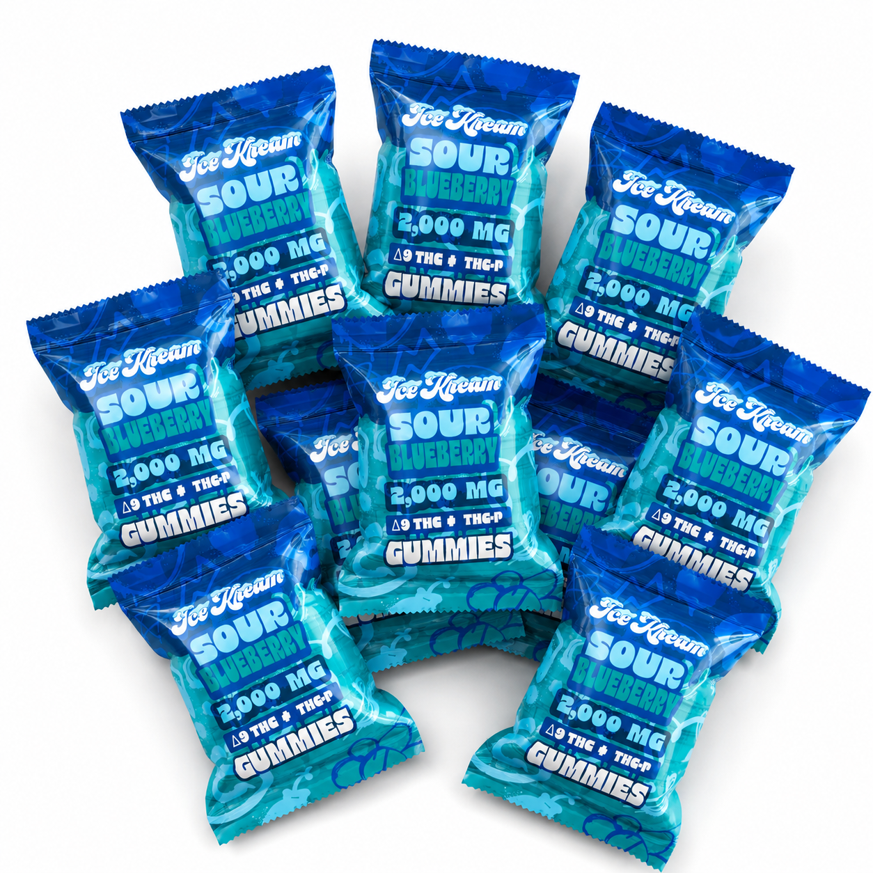 Ice Kream Sour Blueberry 2000mg Gummies 10ct