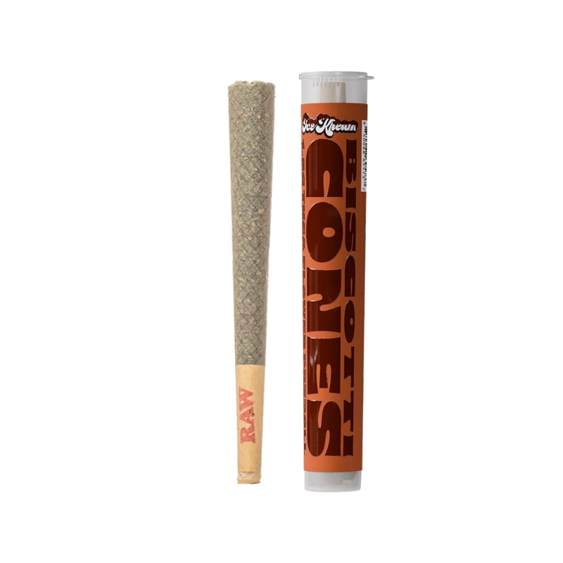 Ice Kream THCA Biscotti Cones. The pre-roll next to its labelled tubes