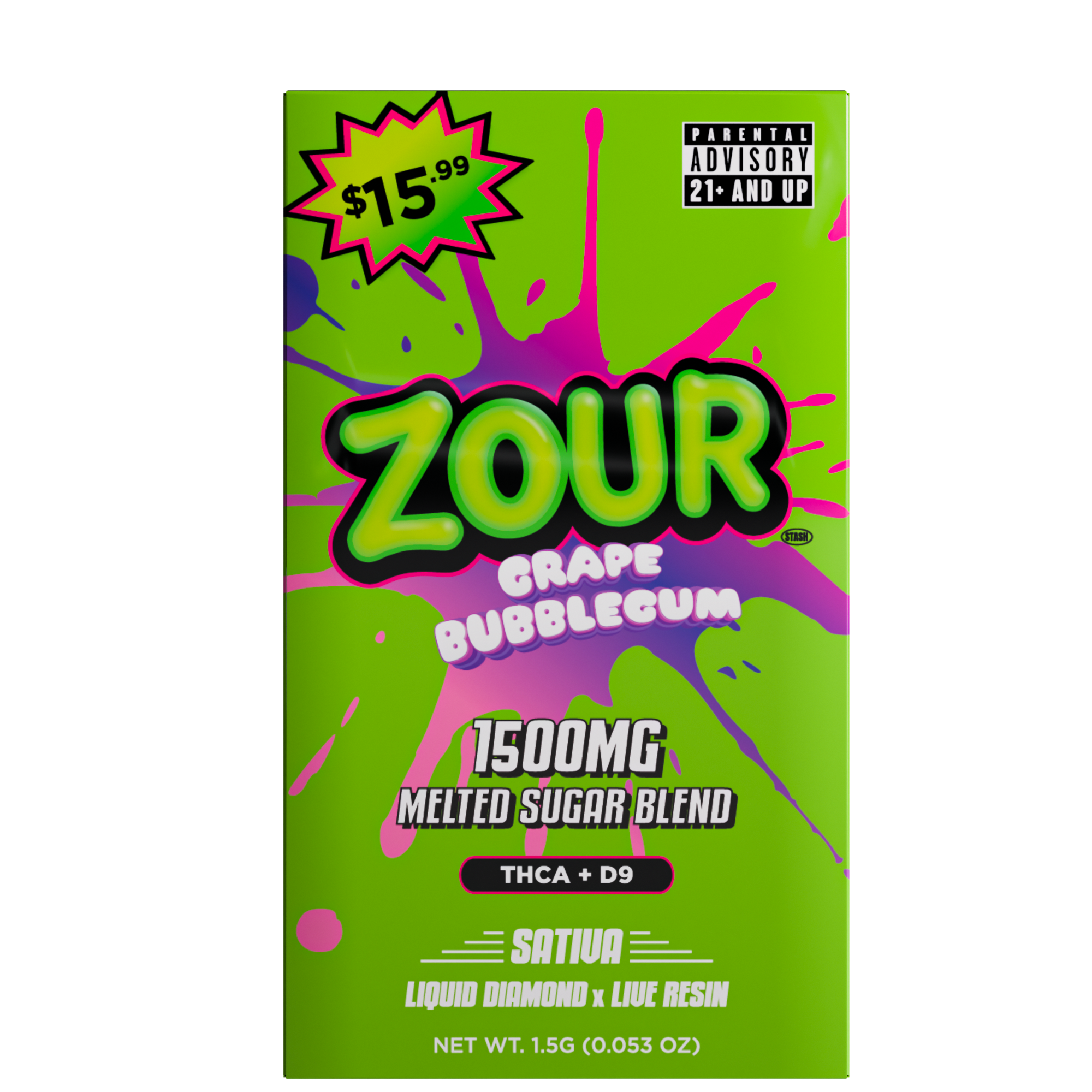 Zour Stash Grape Bubblegum 1.5ml THCA Device