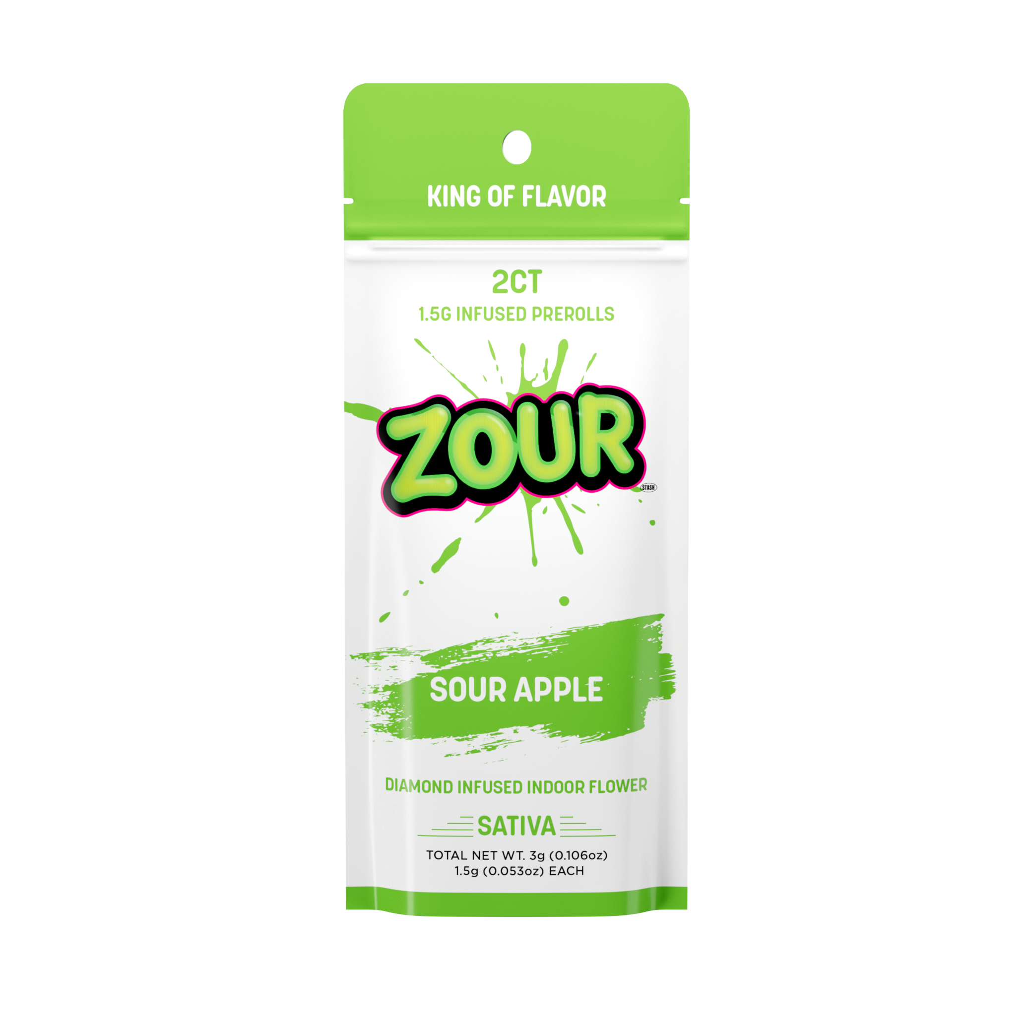 Tx 2CT SOUR APPLE DIAMOND INFUSED PREROLLS
