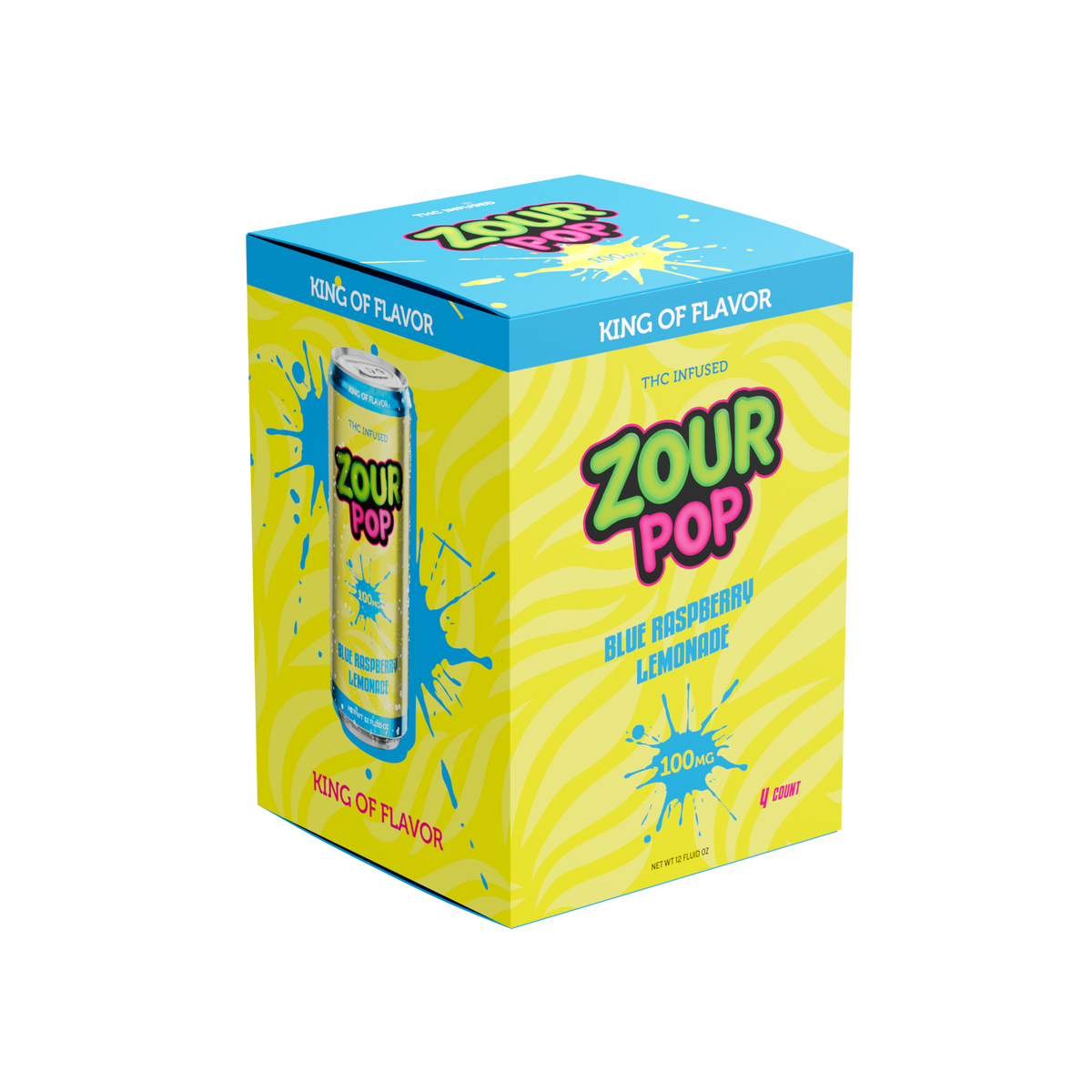 4pk Zour Pop Blue Raspberry Lemonade 100mg THC Drinks