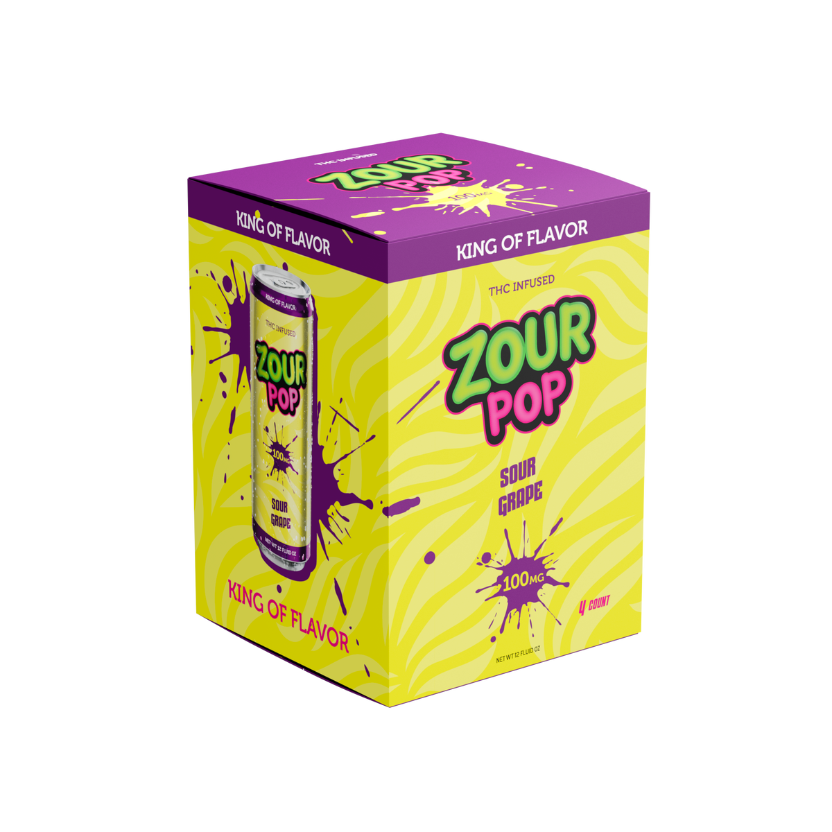 4pk Zour Pop Sour Grape 100mg THC Drinks