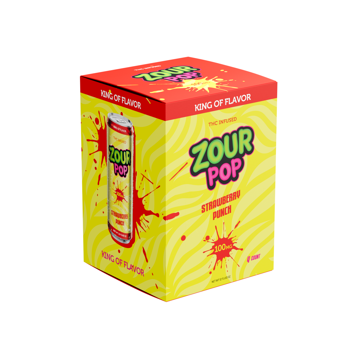 4pk Zour Pop Strawberry Punch 100mg THC Drinks