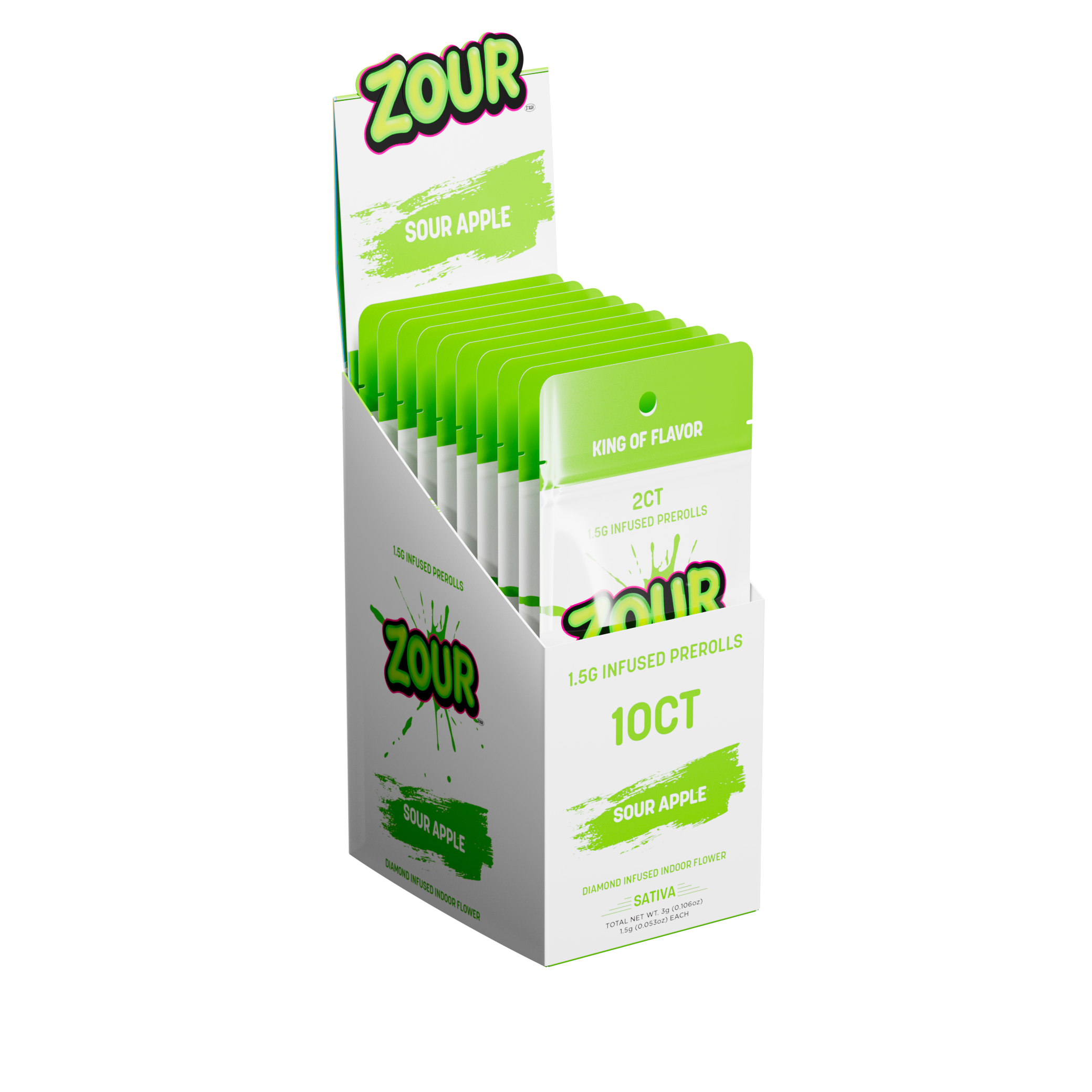 Tx 2CT SOUR APPLE DIAMOND INFUSED PREROLLS