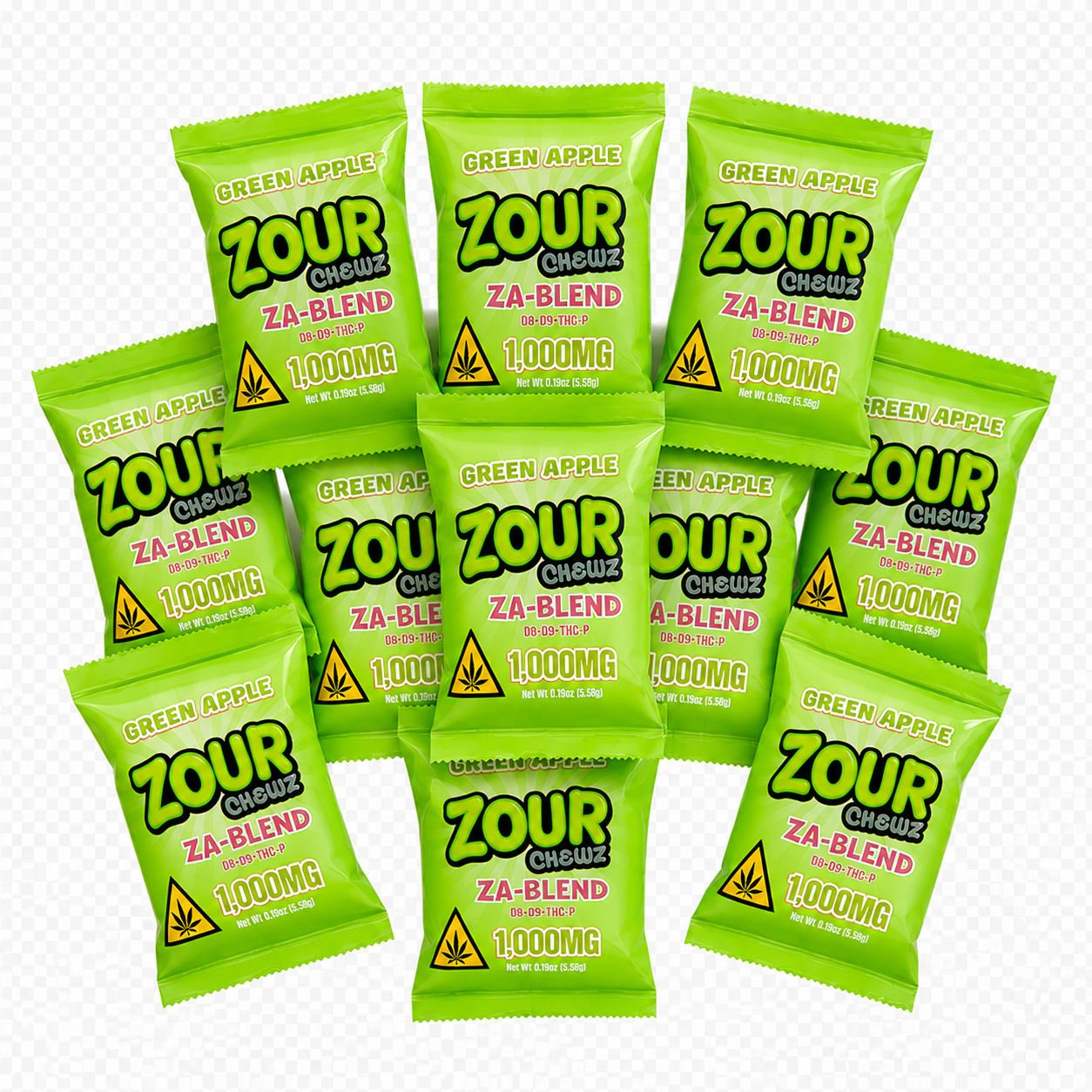 Zour Chewz Green Apple 1000mg Edible 10ct
