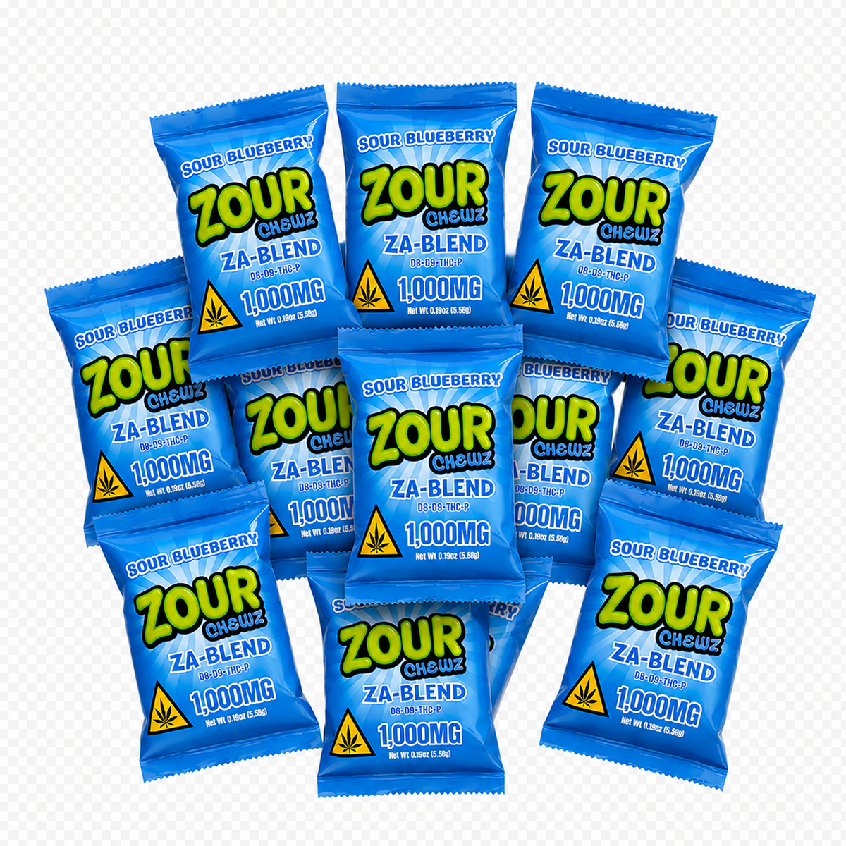 Zour Chewz Sour Blueberry 1000mg Edible 10ct