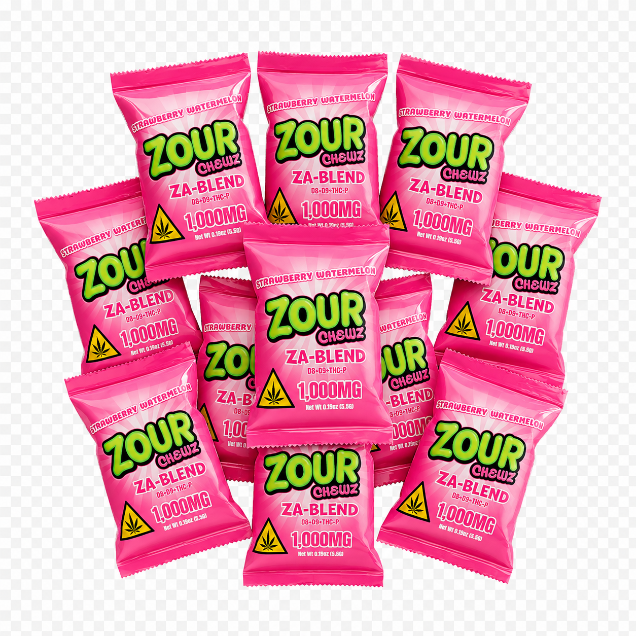 Zour Chewz Strawberry Watermelon 1000mg Edible 10ct