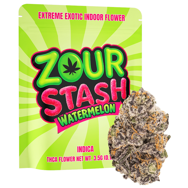 Zour Stash Watermelon THCa Flower 3.5g Mylar Bag